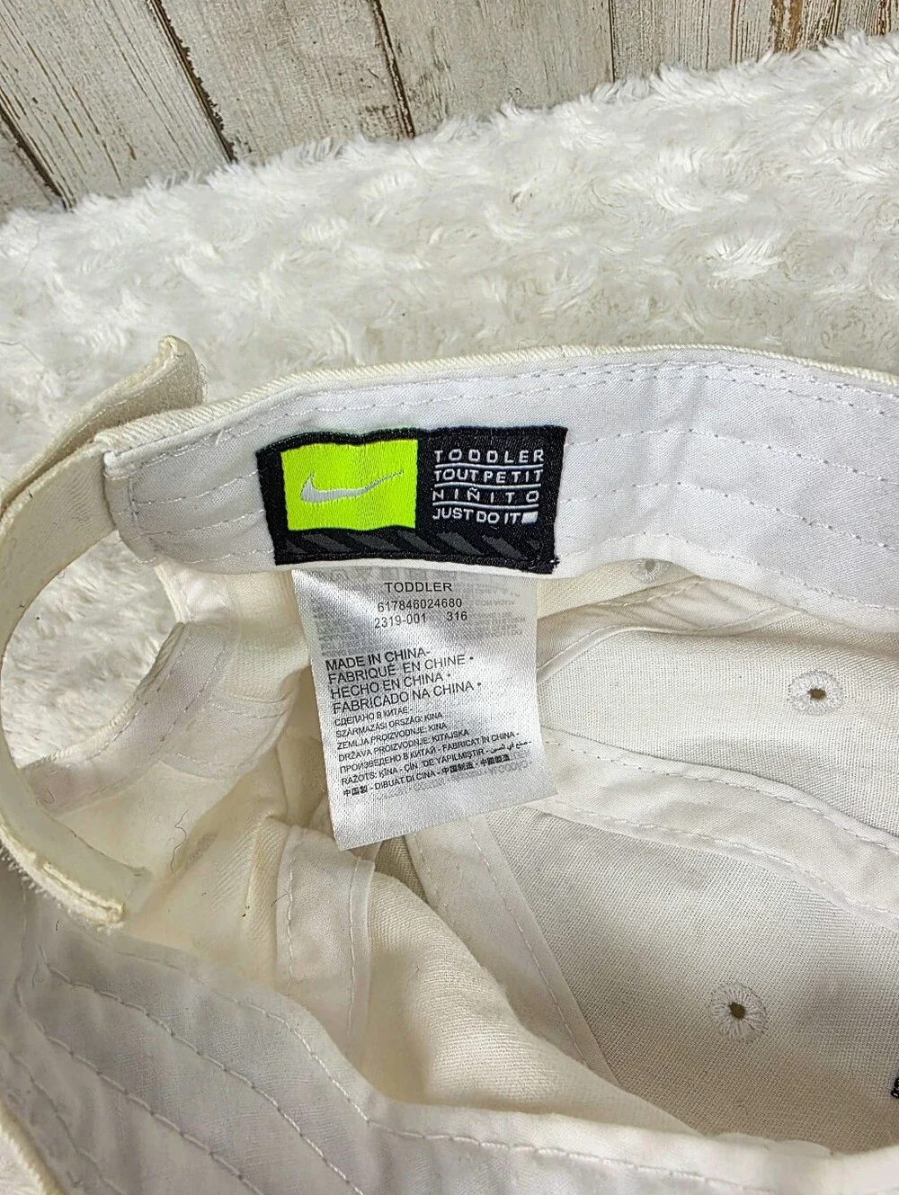 Nike Toddler White Cap with Black Swoosh Embroidery